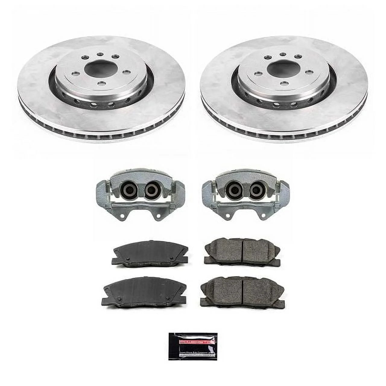 Power Stop Front Stock Replacement Brake Pad and Rotor Kit with Calipers KCOE7050