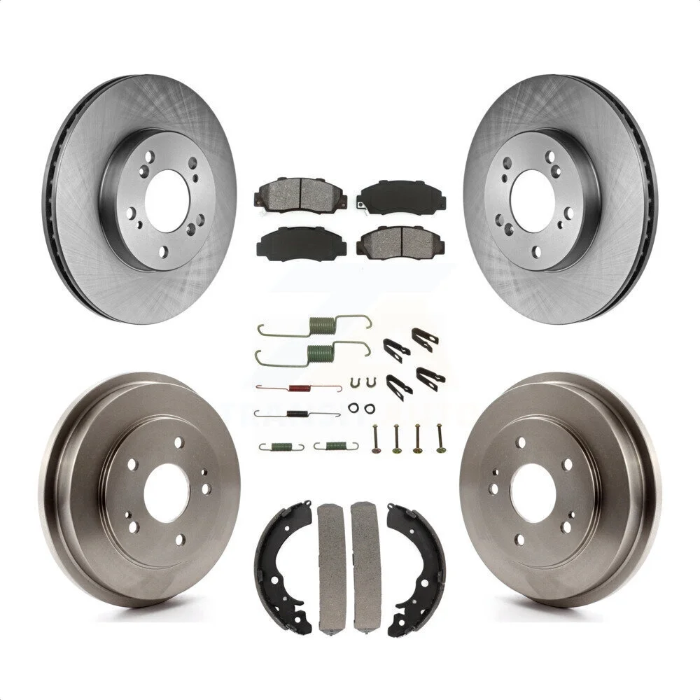 Transit Auto - Front Rear Disc Brake Rotors Semi-Metallic Pads And Drum Kit (7Pc) For 1997-2001 Honda CR-V K8S-102074