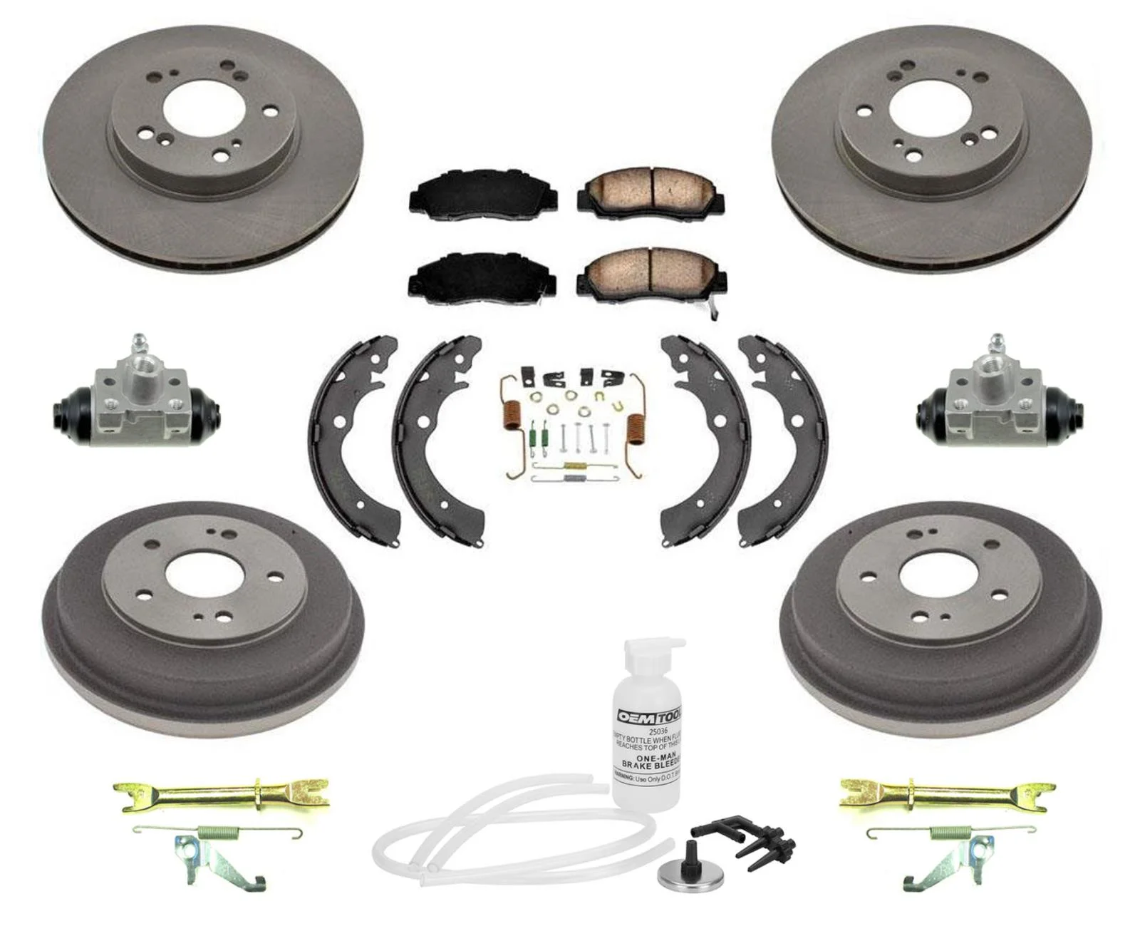 Rotors Drums Brake Shoes Springs for Honda Accord 2.4L 4 Cylinder 03-07 12pc