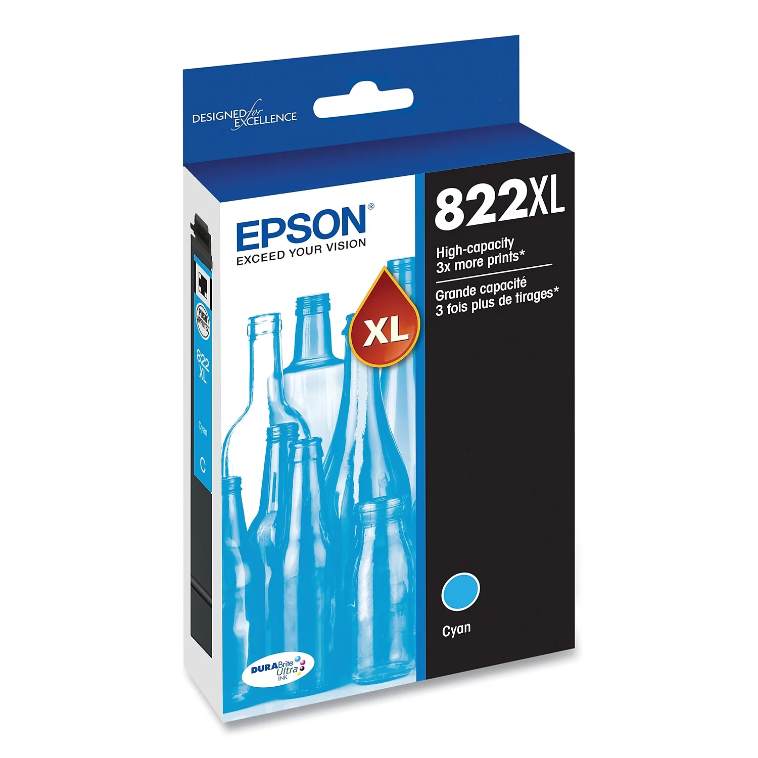 Epson T822XL220-S (T822XL) DURABrite Ultra High-Yield Ink 1100 Page-Yield Cyan T822XL220S