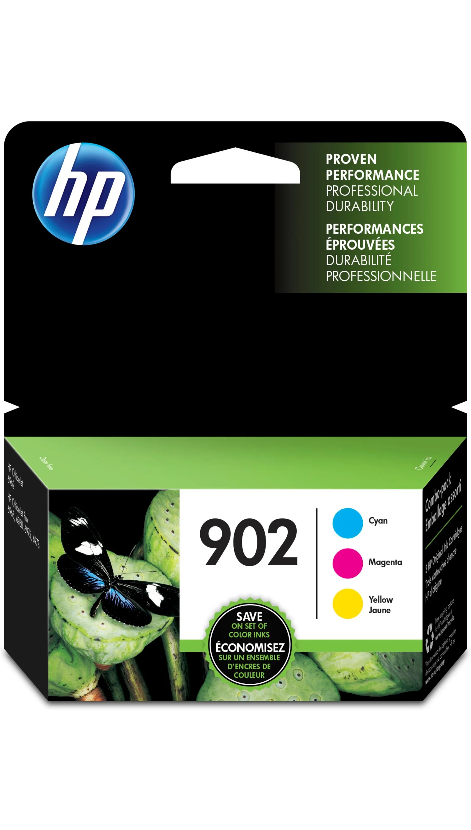 HP 902 3-pack Cyan/Magenta/Yellow Original Ink Cartridges, Per cartridge: ~315
