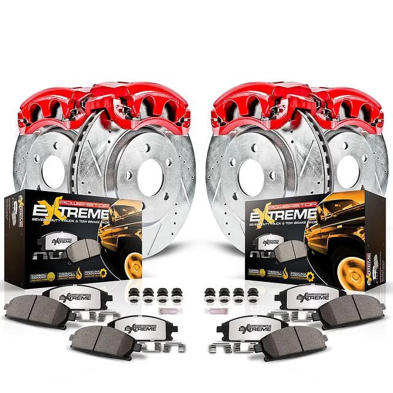 Power Stop Front and Rear Z36 Truck & Tow Brake Kit with Calipers KC1907A-36