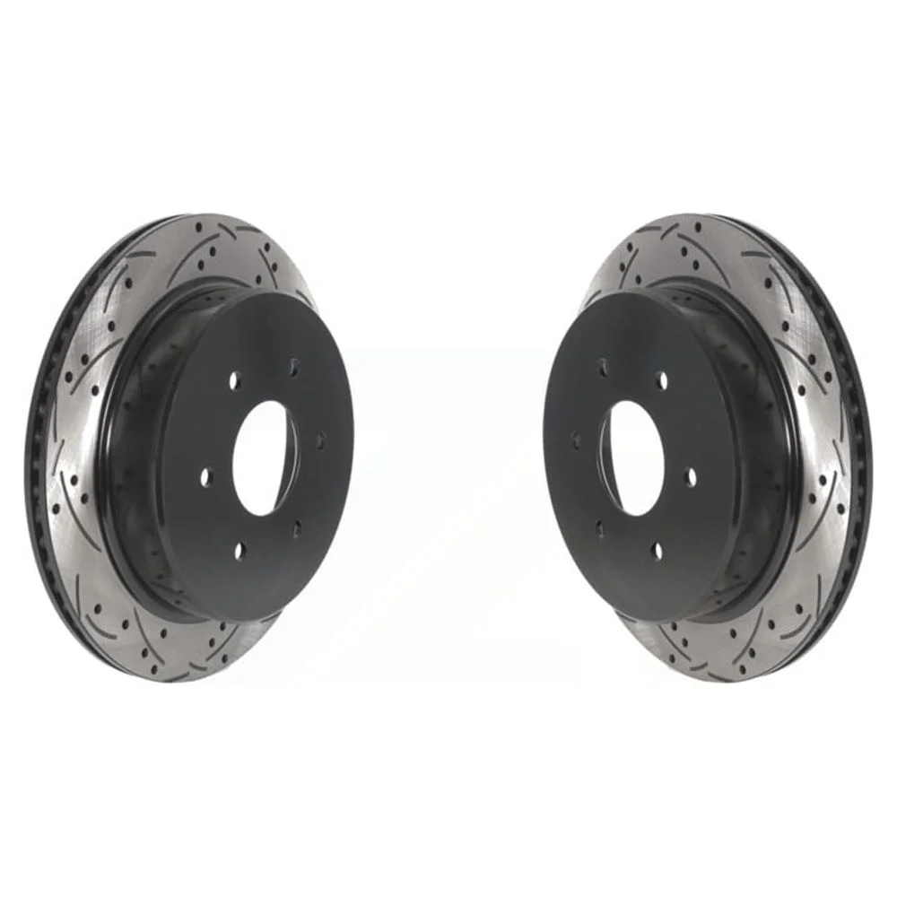 Rear Coated Drilled Slotted Disc Brake Rotors Pair For 2017-2023 Nissan TITAN KD-100552