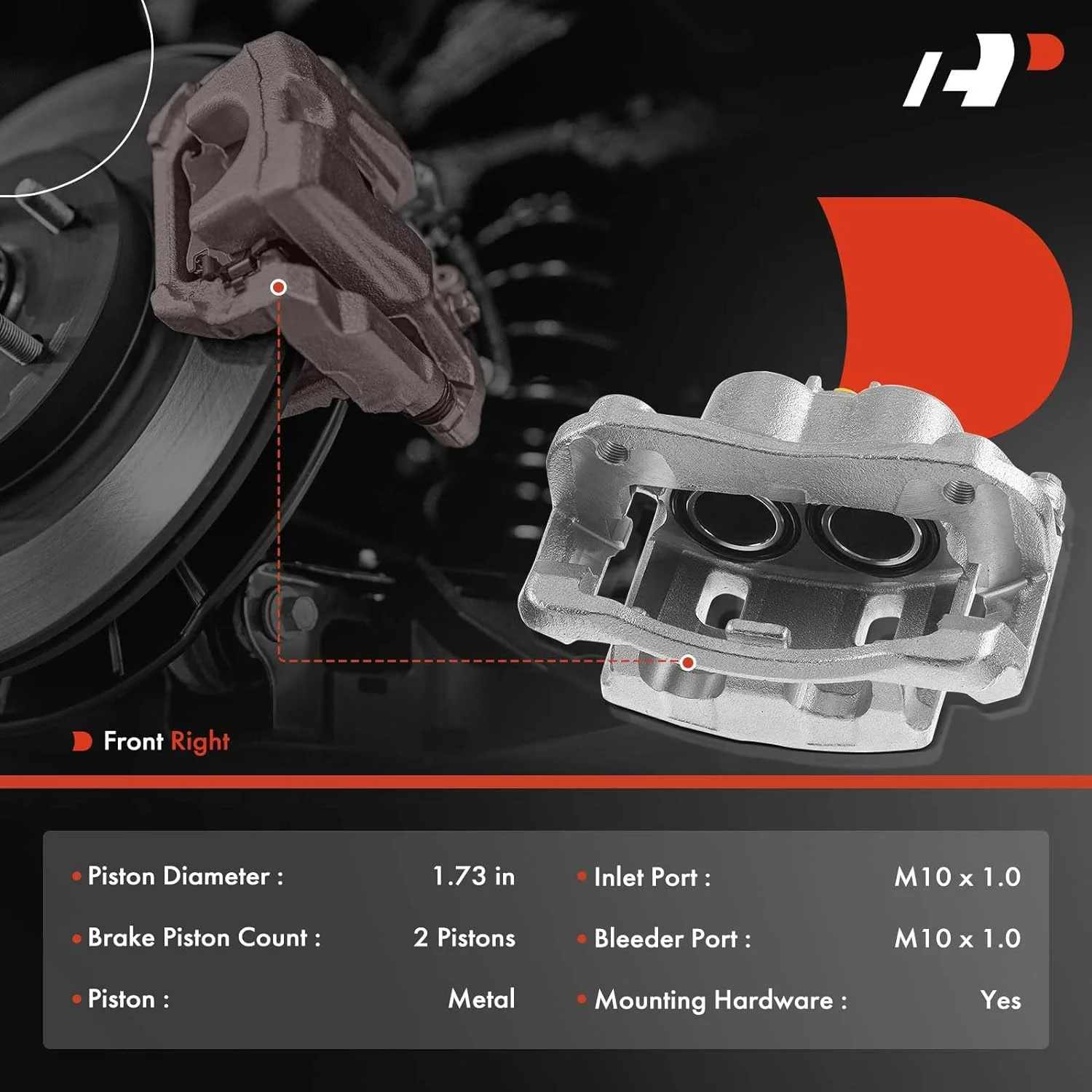A-Premium Brake Caliper Assembly Compatible with Acura MDX 2003-2006 Front Passenger Side