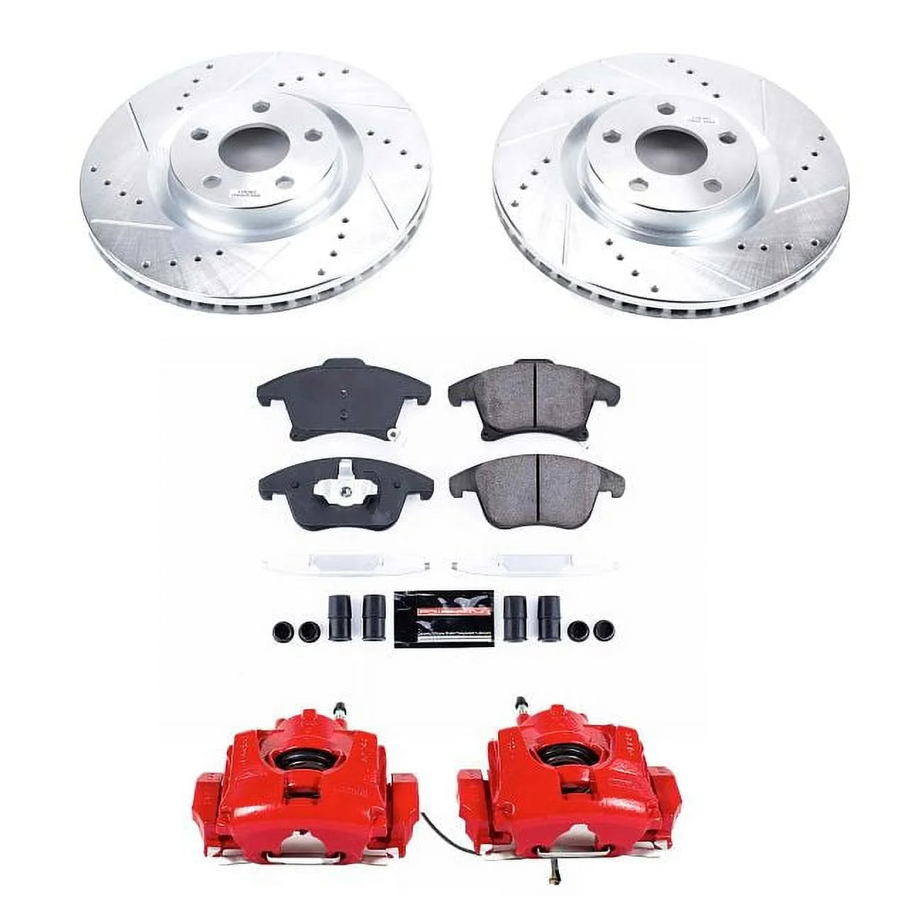 Power Stop Front Z23 Evolution Brake Pad and Rotor Kit with Red Powder Coated Calipers KC8540