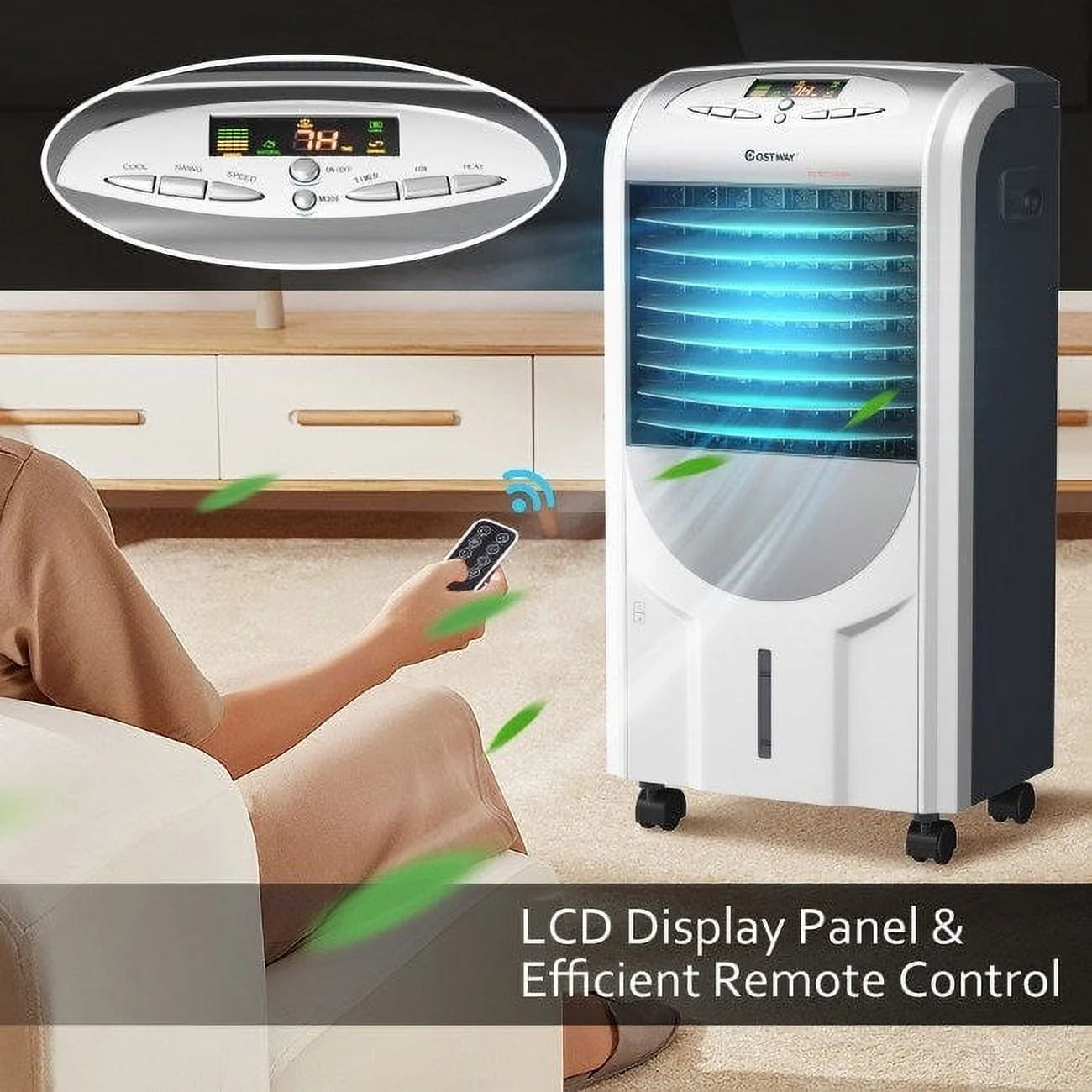 Indoor Portable Evaporative Air Cooler Fan with Heater and Humidifier Function