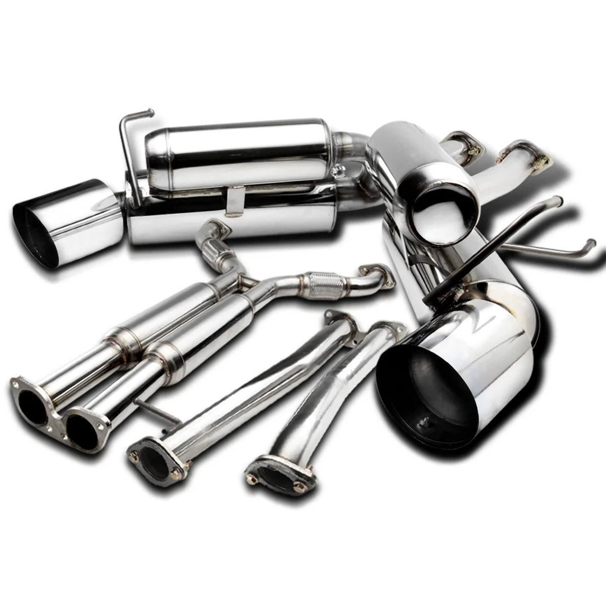 Spec-D Tuning Stainless Dual Catback Exhaust Compatible with Nissan 350Z Z33 Fairlady Z 2003-2009