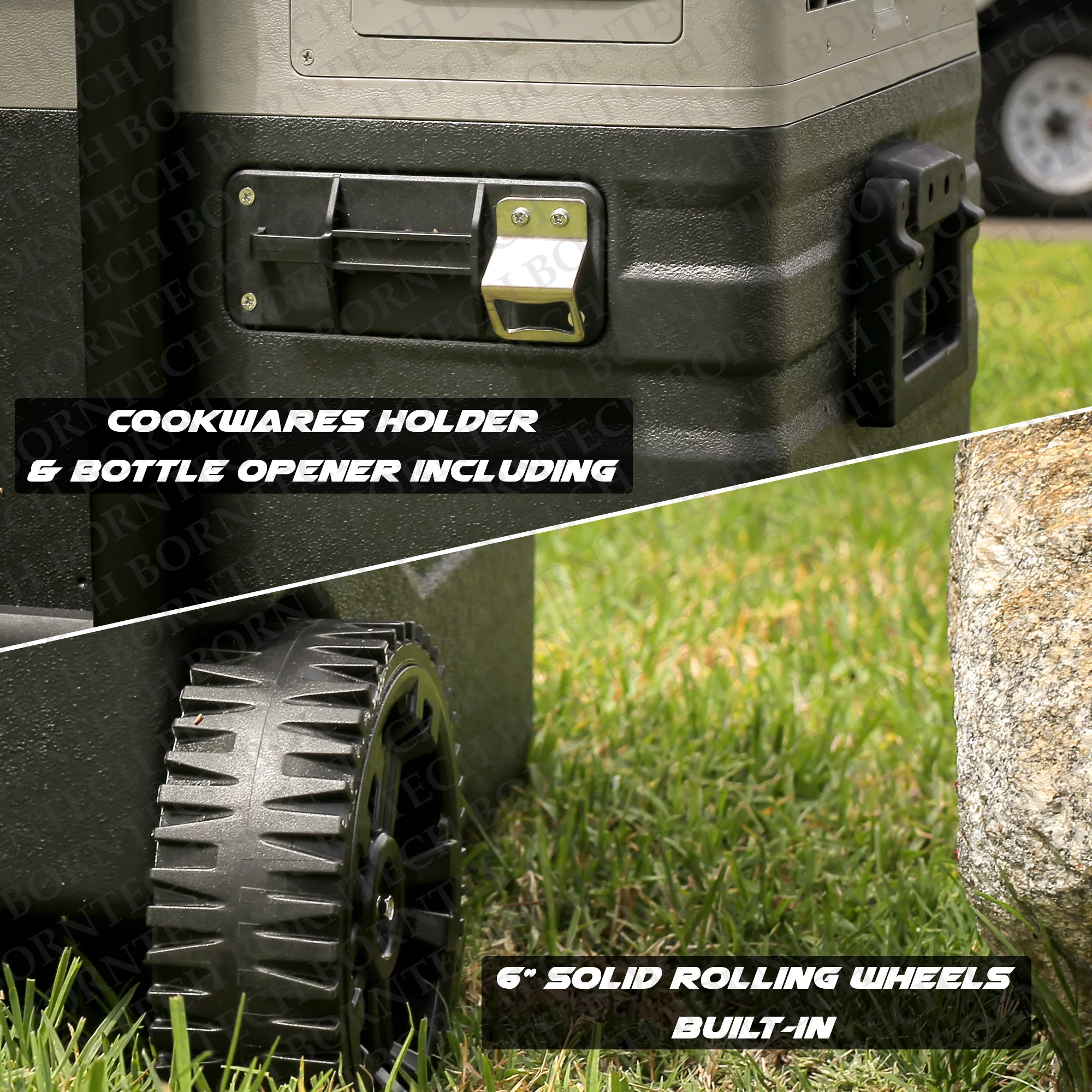 BornTech 52 Liter Portable Electric Cooler for Car Freezer Compressor Mini Refrigerator Fridge for RV Boat
