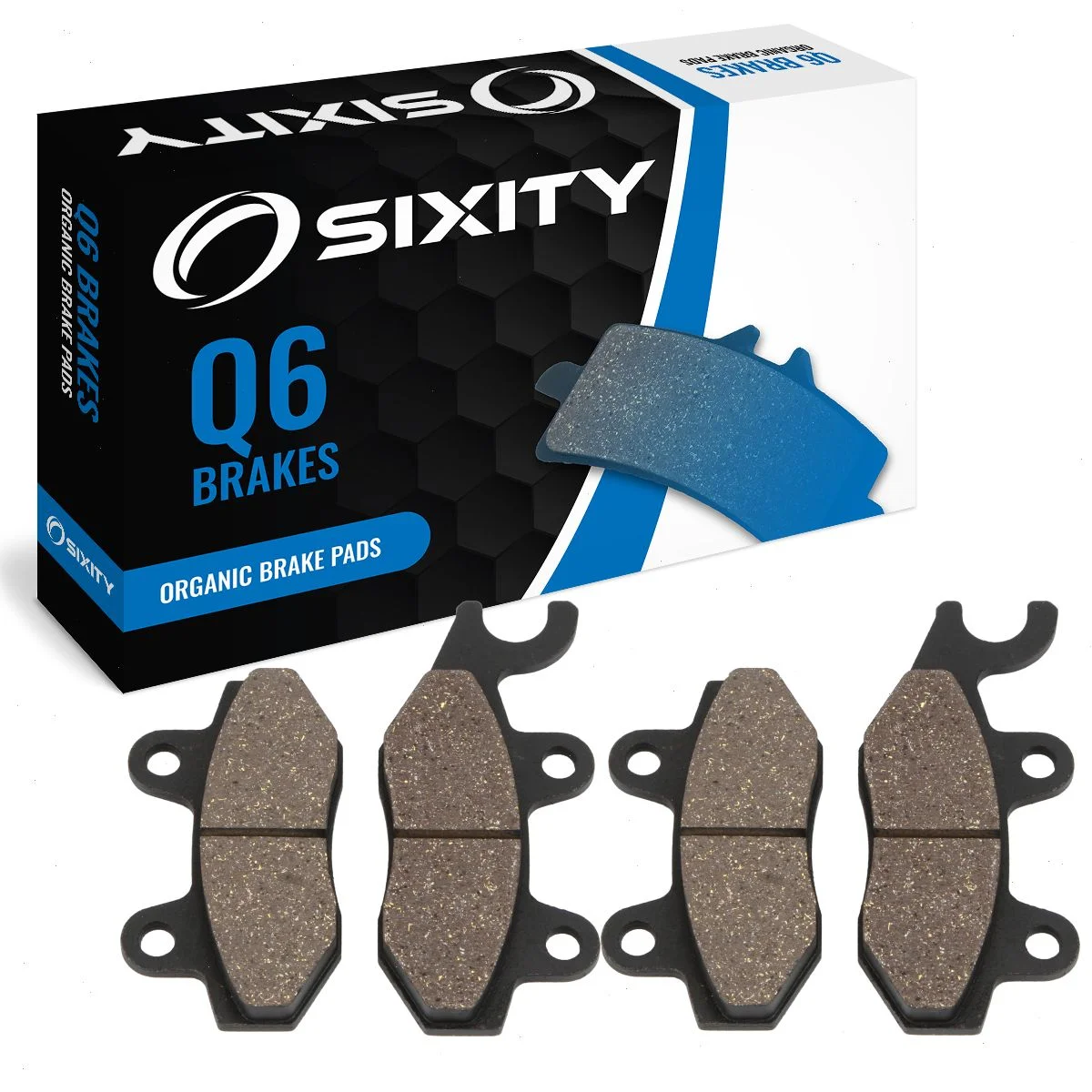Sixity Q6 Organic Brake Pads FA228 FA228 Front Rear Replacement Kit Full Complete