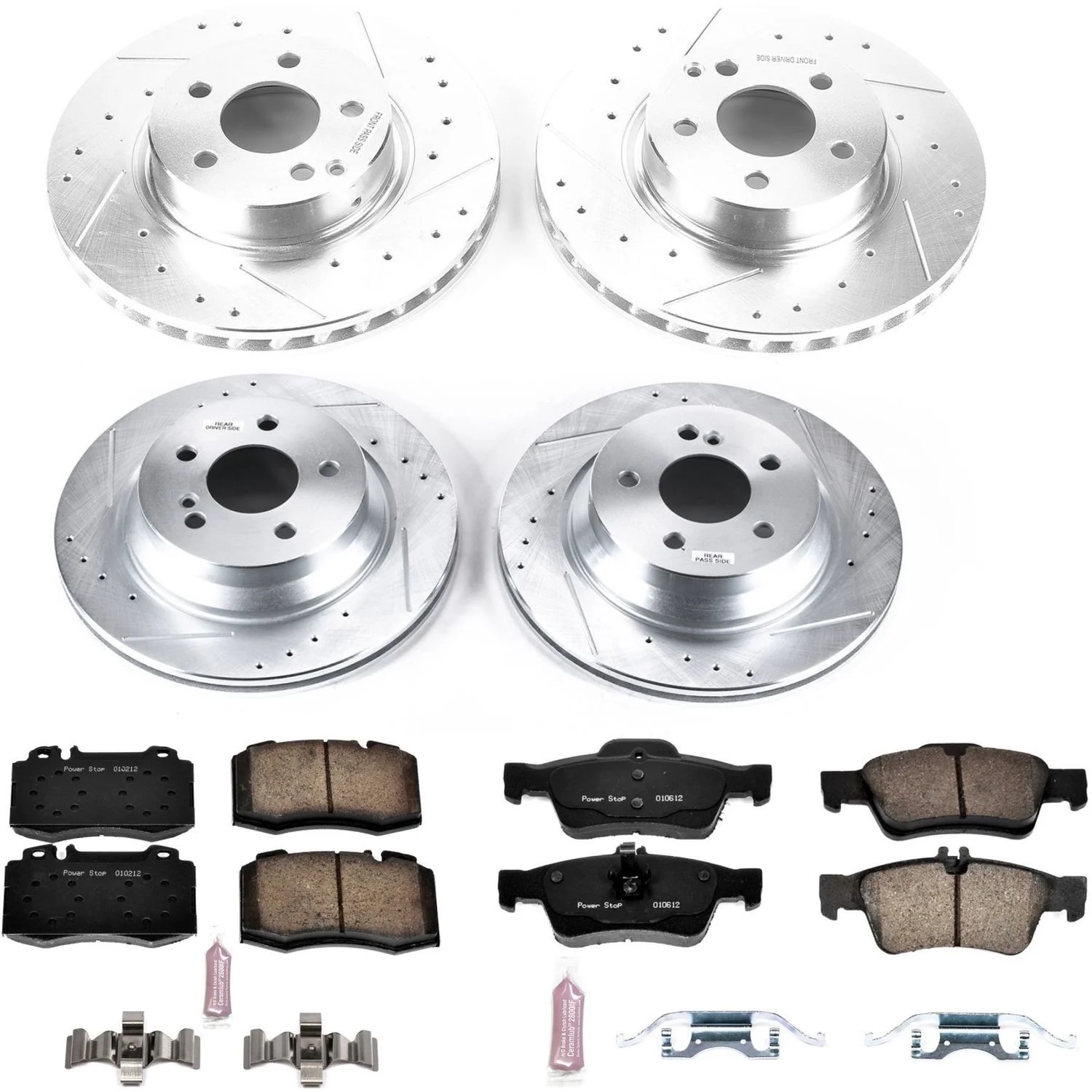 Power Stop Front and Rear Ceramic Brake Pad and Drilled and Slotted Rotor Kit K7764