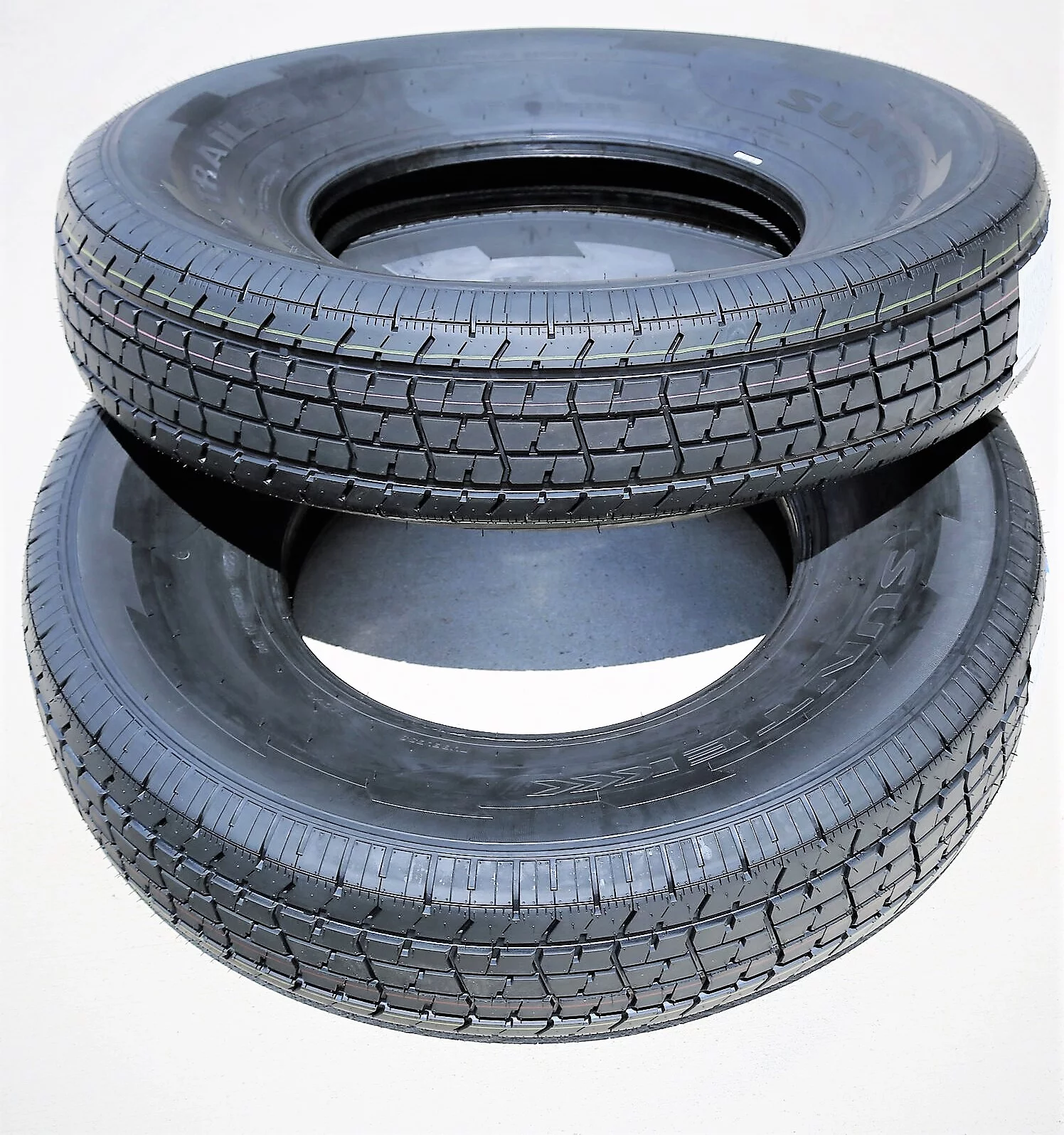 Pair of 2 (TWO) Suntek HD Trail 2 Semi Steel ST 205/75R14 Load D 8 Ply Trailer Tires