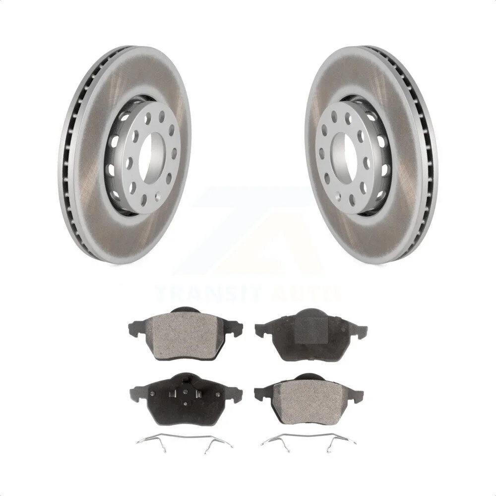 Transit Auto - Front Coated Disc Brake Rotors And Ceramic Pads Kit For Volkswagen Passat Audi A4 Quattro A6 KGT-100205