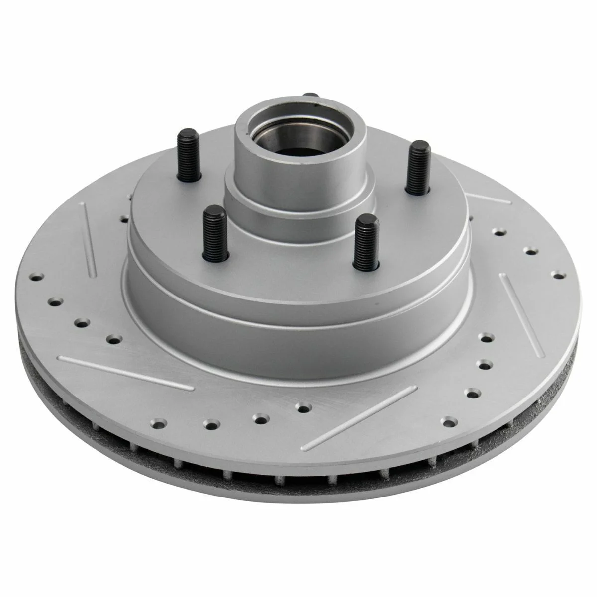 Teledu Front Performance Drilled Slotted & Coated Disc Brake Rotor Pair for GM