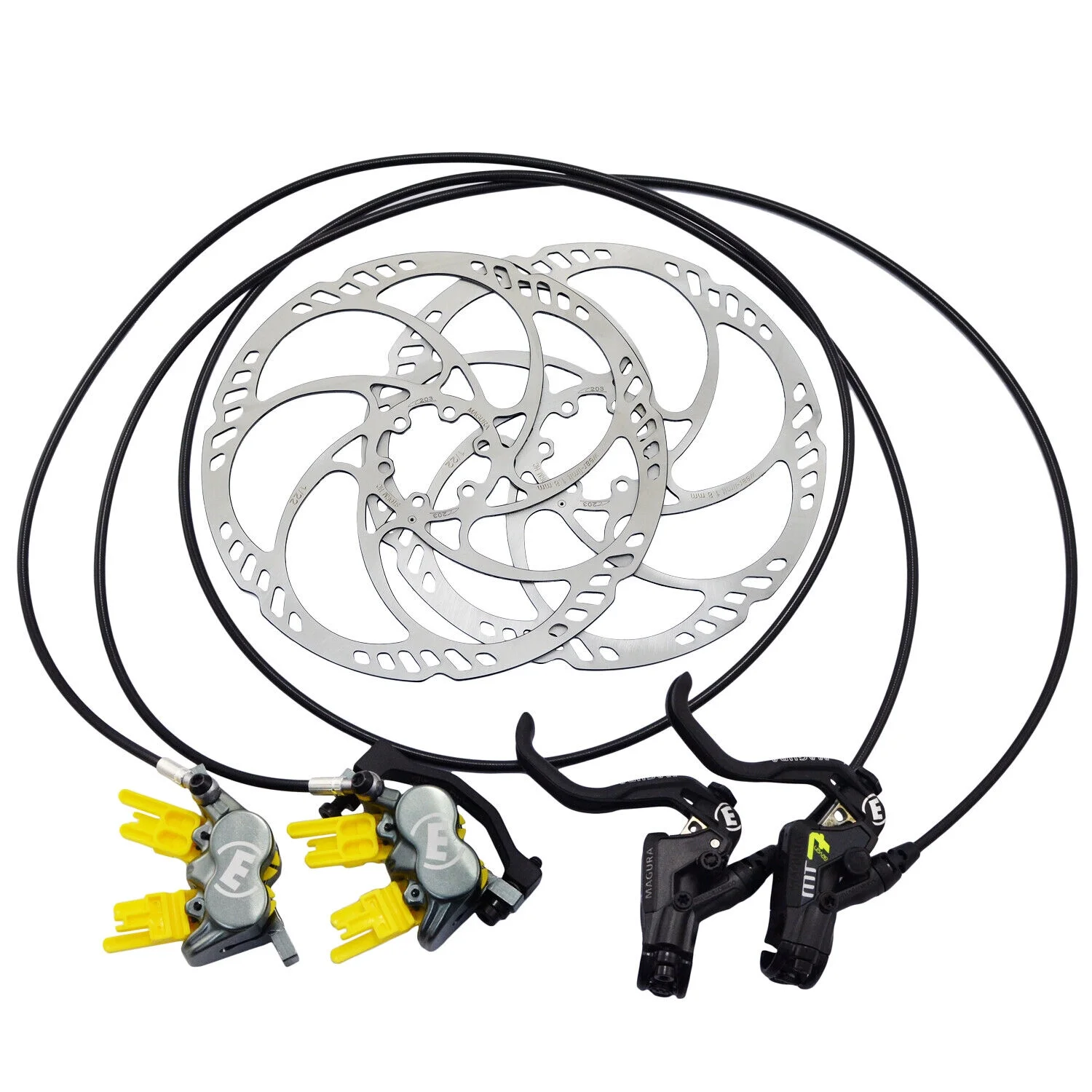 Magura MT7 Pro 4-Piston Post Mount Hydraulic Disc Brake Set w/ 203mm Rotor (F+R) #MG2559