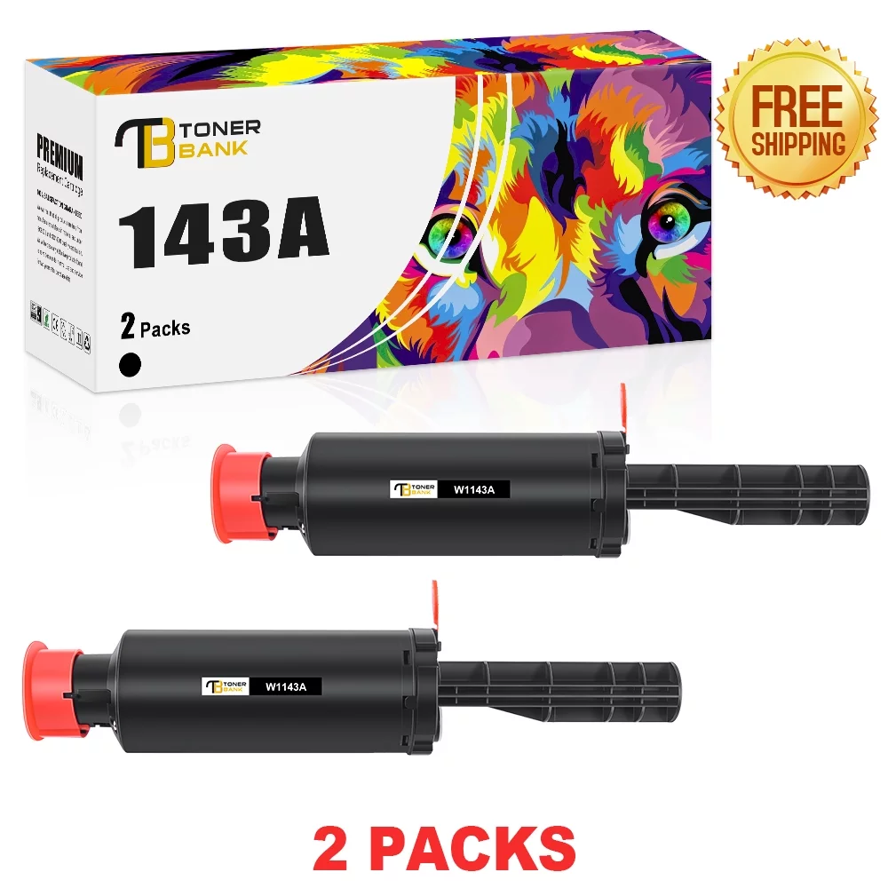 Toner Bank 2-Pack Compatible Toner for HP W1143A 143A Neverstop Laser MFP 1202w Neverstop Laser 1001nw (Black)