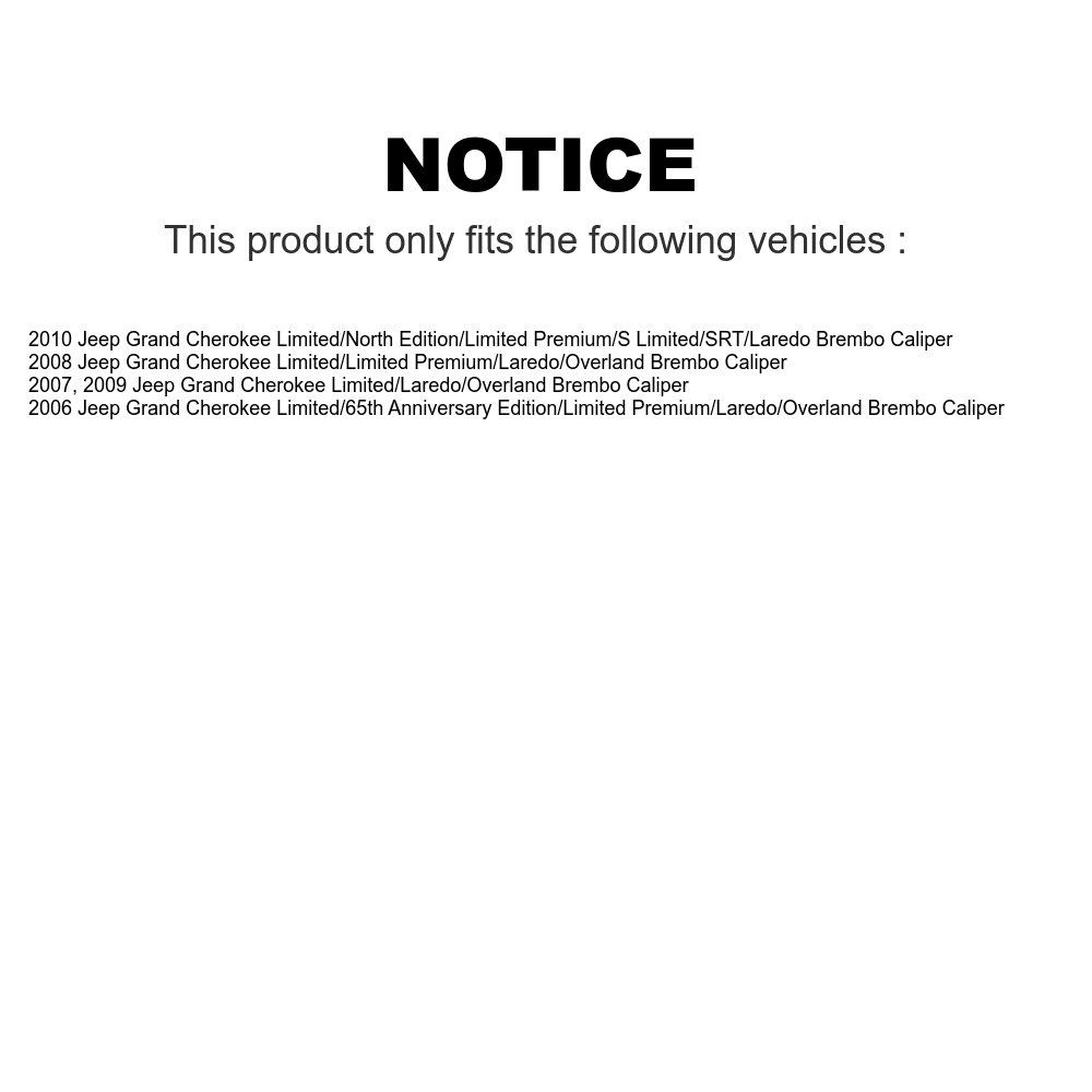 Transit Auto - Rear Coated Disc Brake Rotors And Semi-Metallic Pads Kit For Jeep Grand Cherokee Brembo Caliper KGA-103726