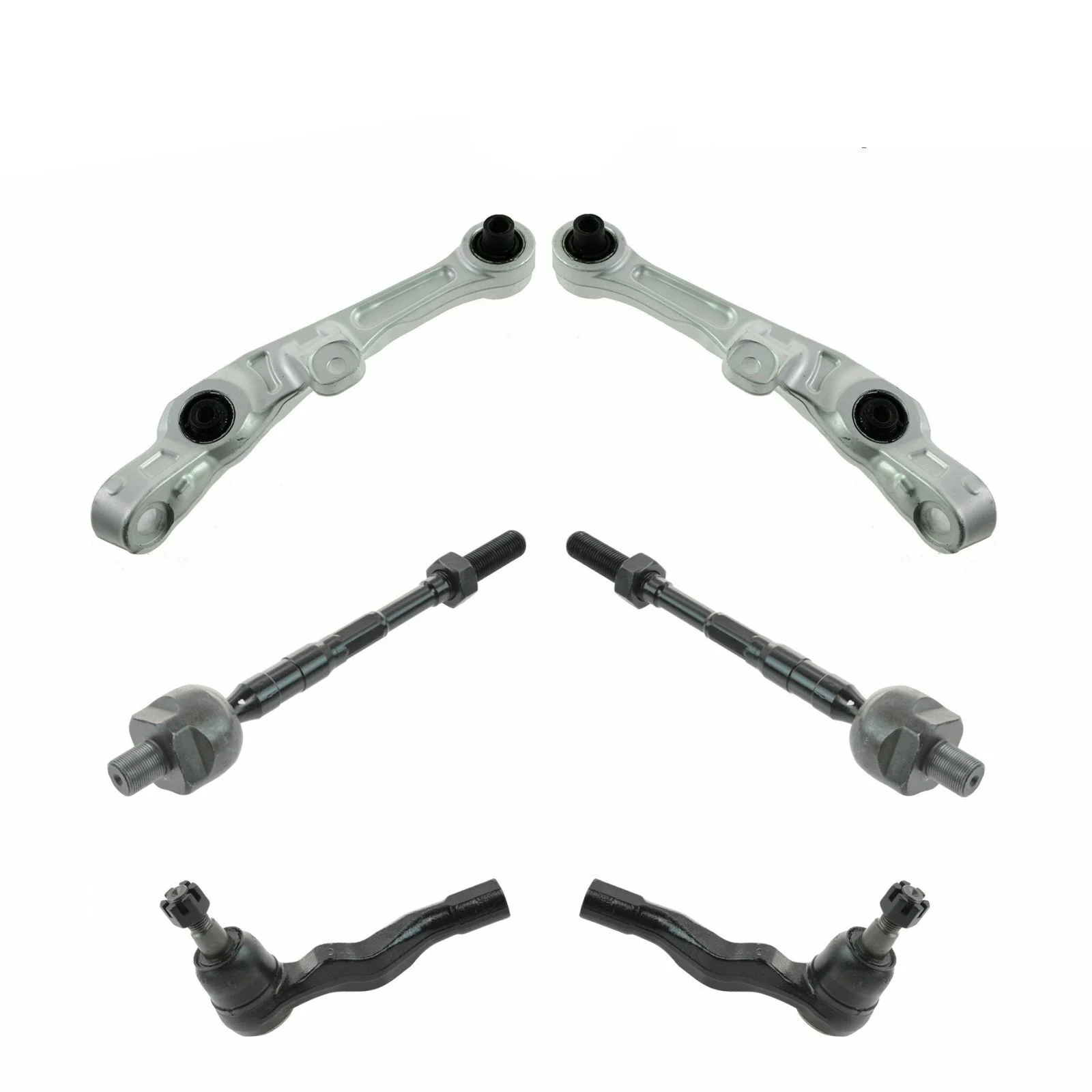 Teledu For 350Z G35 6-pc Steering & Suspension Kit Lower Control Arms w/ Tie Rod Ends