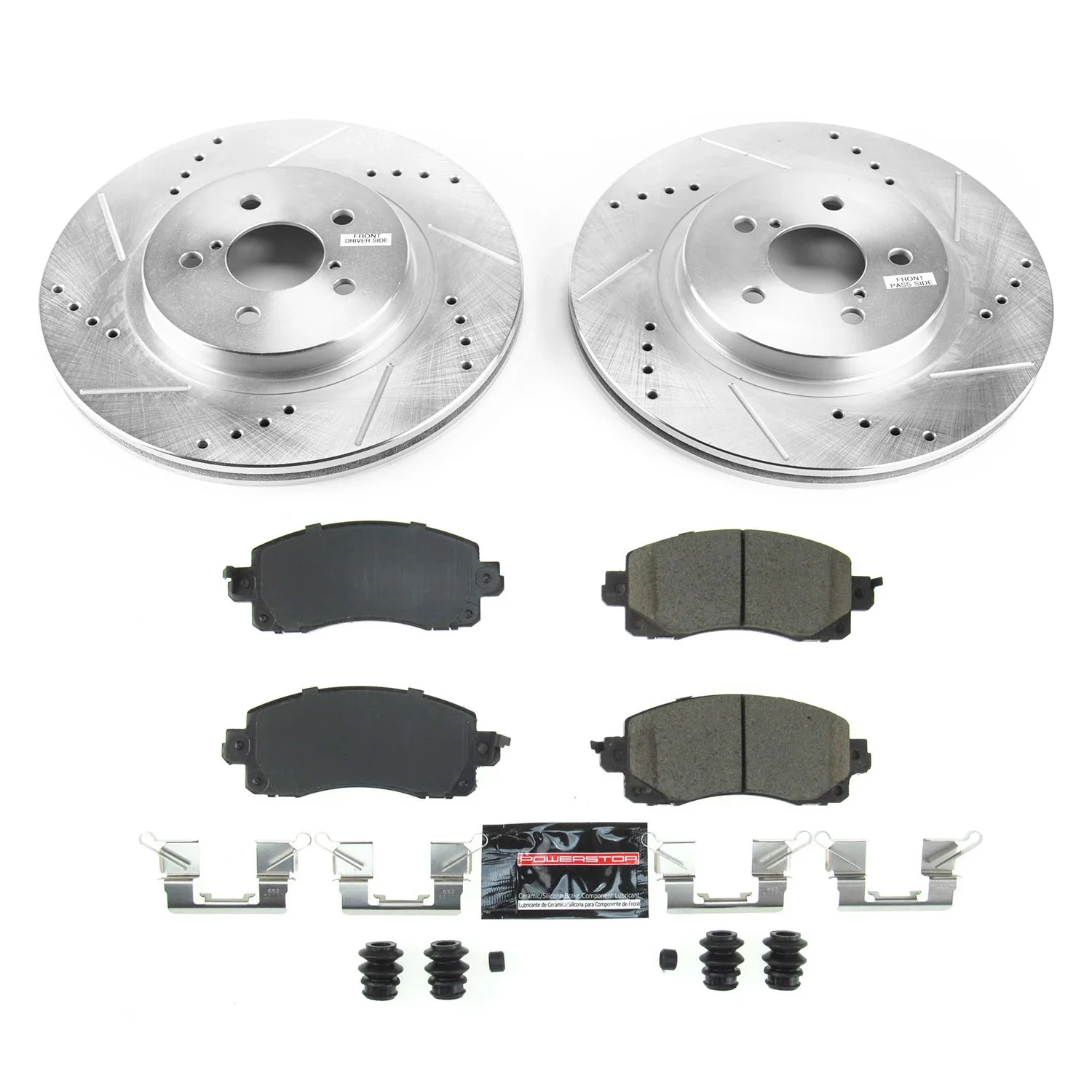 Power Stop Front Ceramic Brake Pad and Drilled, Slotted Rotor Kit K7892
