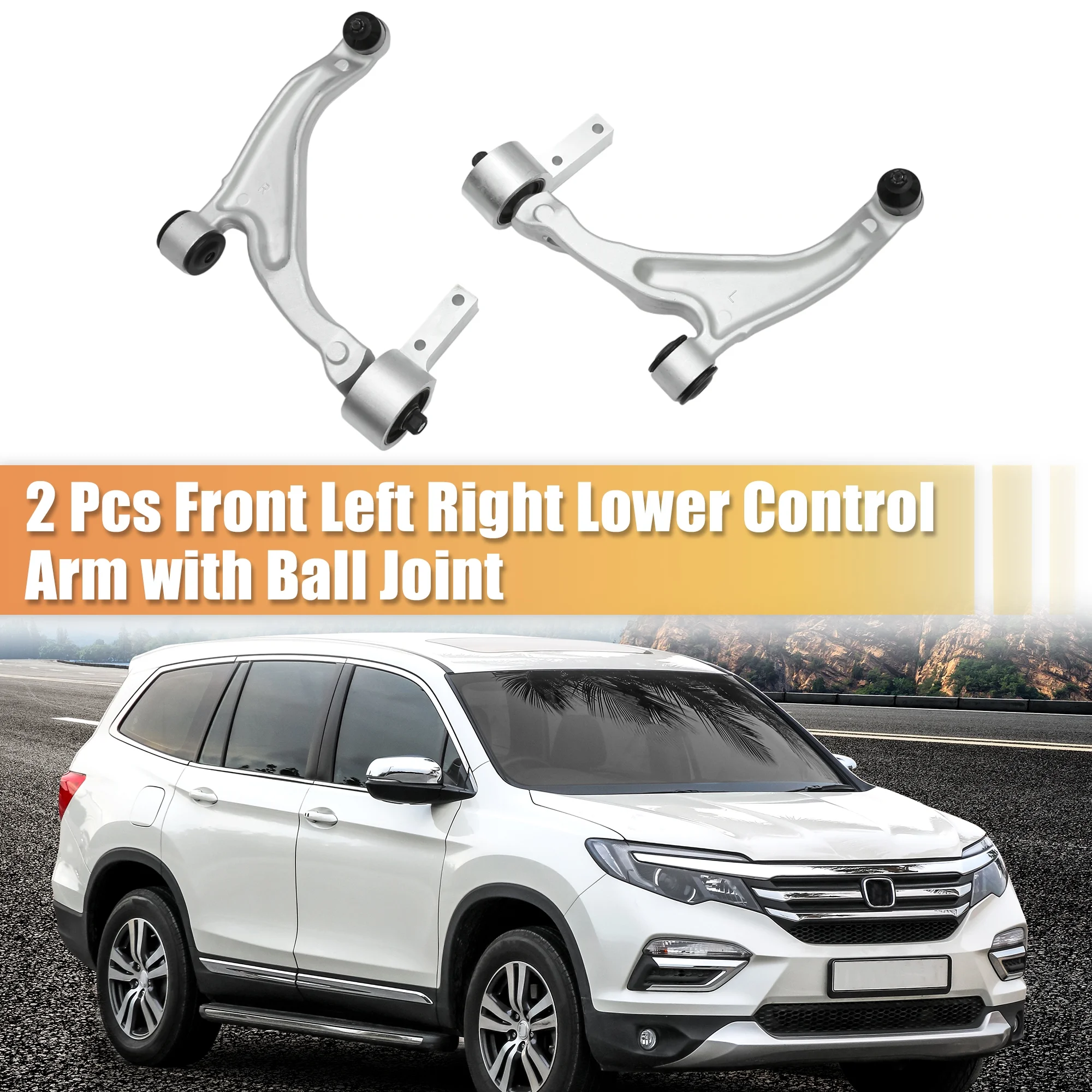 2pcs Car Front Lower Control Arms W/Ball Joints Replacement for Honda Pilot 2009-2015 Metal Silver Tone