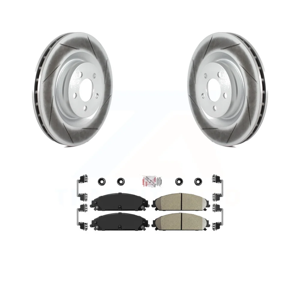 Transit Auto - Front Coated Disc Brake Rotors And Ceramic Pads Kit For Chrysler 300 Dodge Charger Challenger KGA-100100