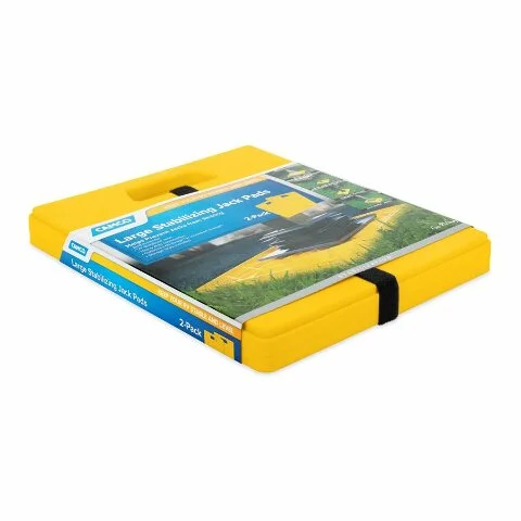Camco RV Large Stabilizer Jack Pads - UV-Stabilized Resin, Yellow, 2-Pack (44541)