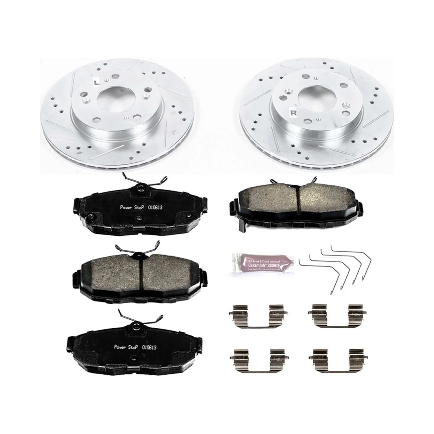 Power Stop Front Ceramic Brake Pad and Drilled and Slotted Rotor Kit K6319