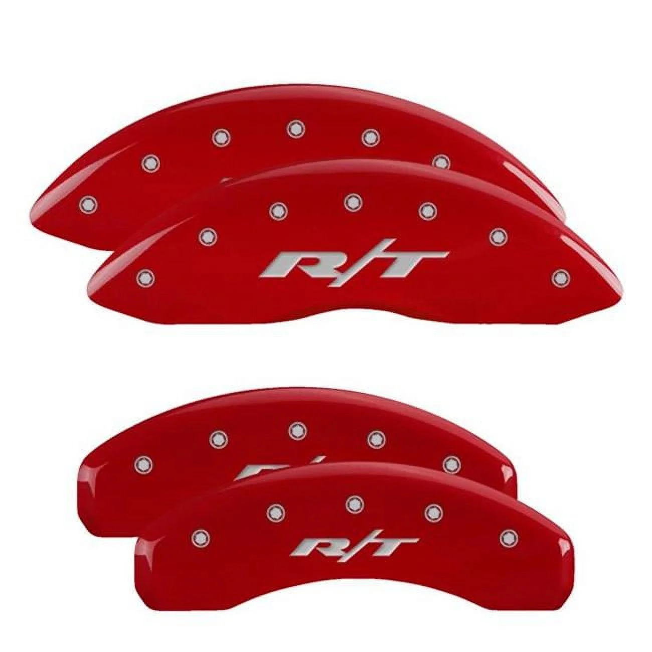 MGP Caliper Covers Engraved Front & Rear Caliper Covers with RT1-Truck, Red Powder Coat - Set of 4