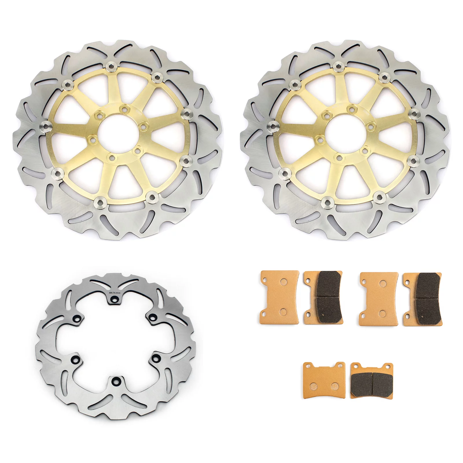 Front Rear Brake Discs Rotors Pads For YAMAHA FZR 1000 87-93 1987 1988 1989 1990 1991 1992 1993