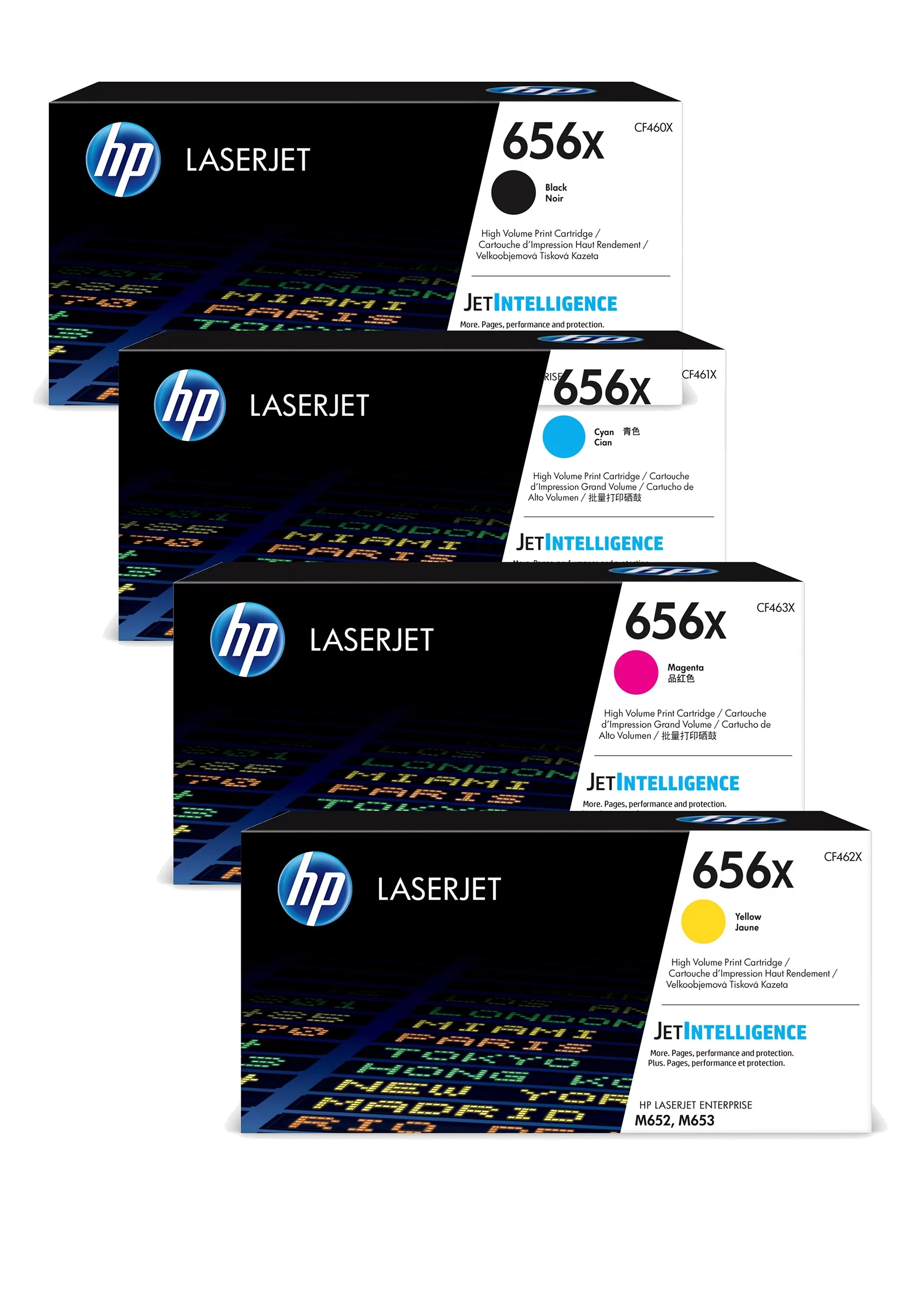 HP 656X Color Laserjet High Yield Toner Set, Cyan, Magenta, Yellow and Black (CF460X, XF461X, CF462X, CF463X)