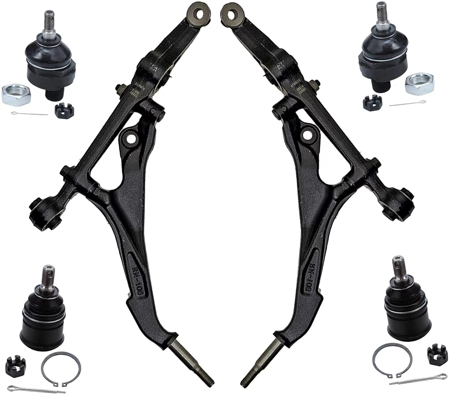 Detroit Axle - Front Lower Control Arms + Upper Lower Ball Joints Replacement for Civic Integra - 6pc Set