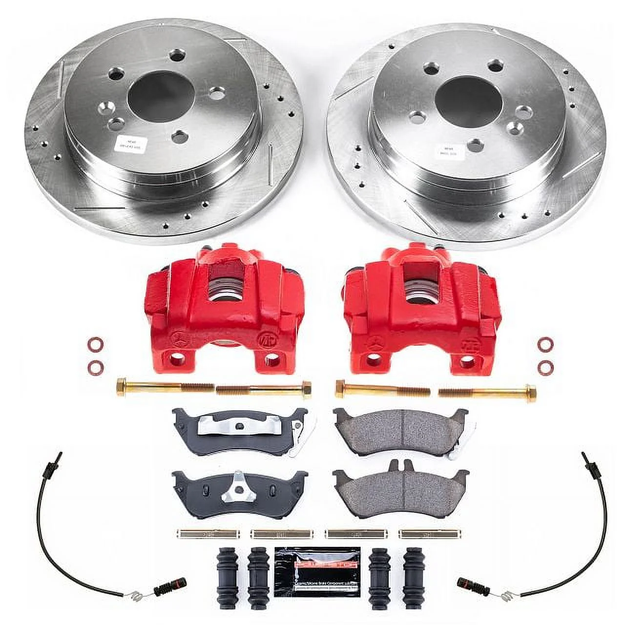 Power Stop Rear Z23 Evolution Brake Pad and Rotor Kit with Red Powder Coated Calipers KC866