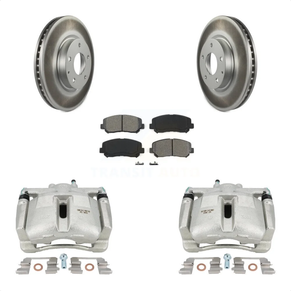 Transit Auto Front Disc Brake Caliper Coated Rotors And Semi-Metallic Pads Kit For 2013-2015 Mazda CX-5 KCG-100698S