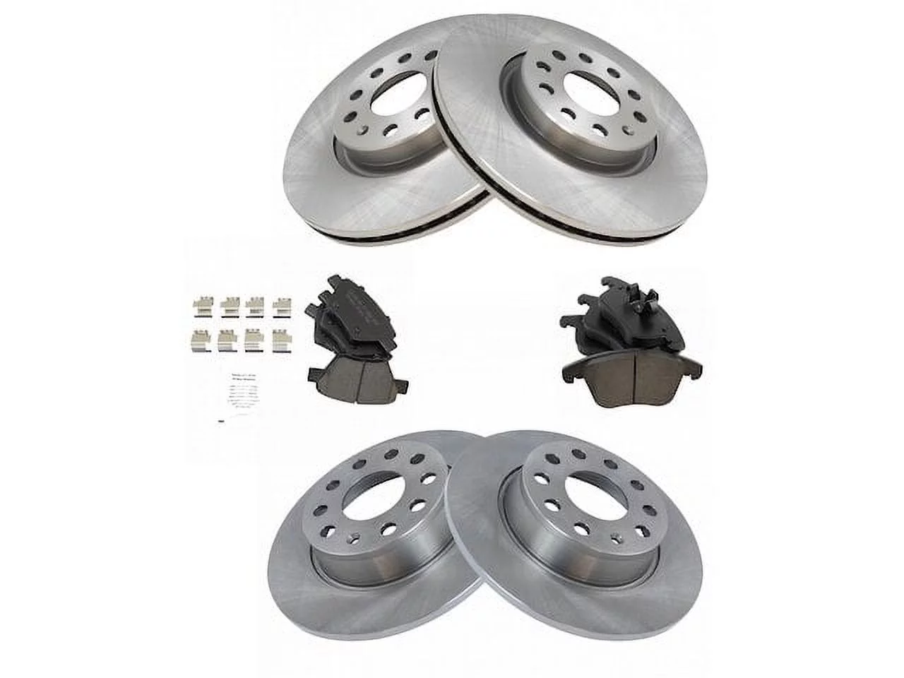 Front and Rear Brake Pad and Rotor Kit - Compatible with 2012 - 2014 Volkswagen Passat 2013