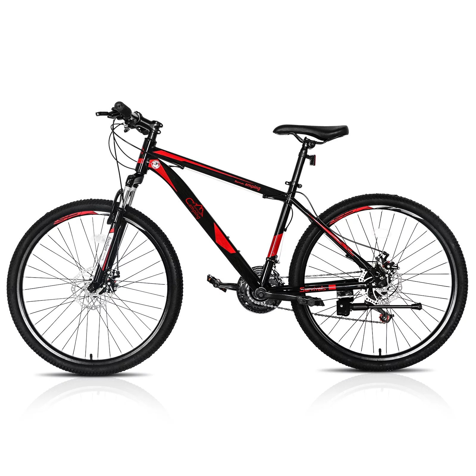Campingsurvivals 21 Speed Mountain Bikes, with 26 inch Wheels and Dual Disc Brakes, Red/Black