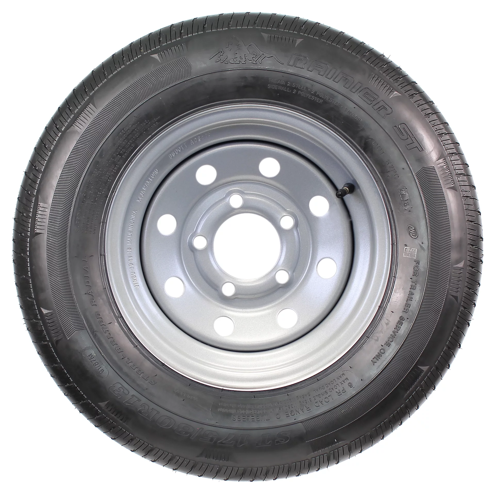 2-Pk Radial Trailer Tire Rim ST175/80R13 175/80 LRC 5 Lug Silver Modular Wheel