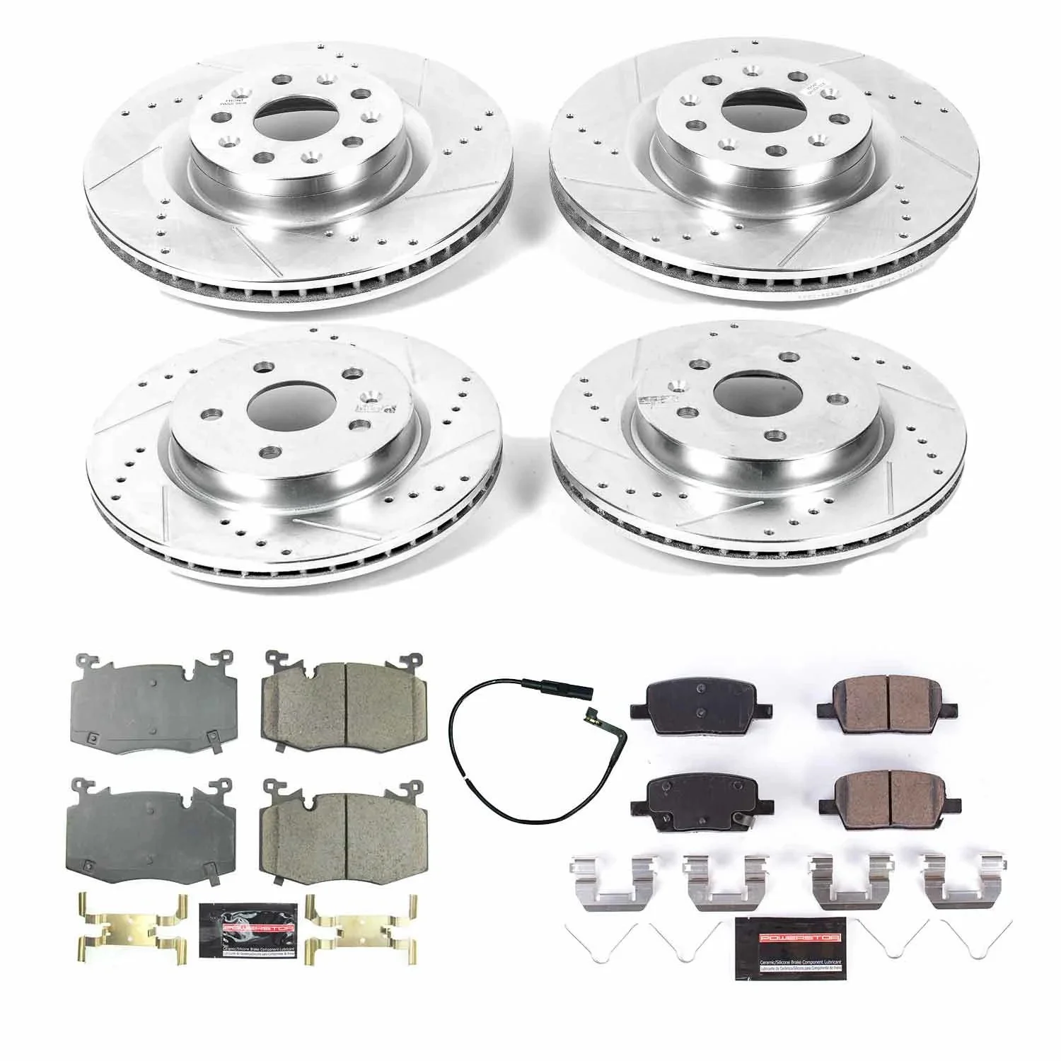Power Stop Front and Rear Ceramic Brake Pad and Drilled & Slotted Rotor Kit K8341 Fits 2019 Cadillac CT6