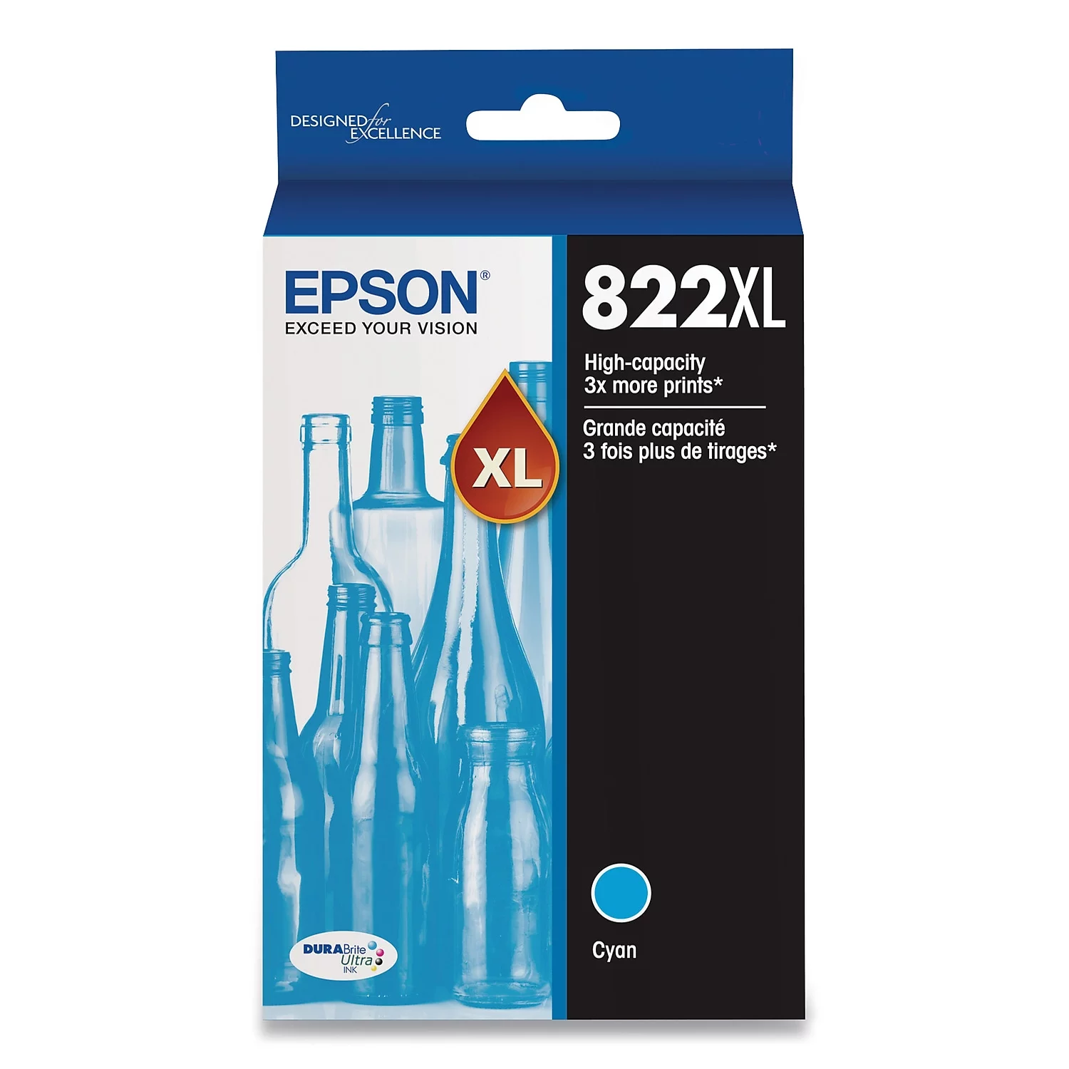 Epson T822XL220-S (T822XL) DURABrite Ultra High-Yield Ink 1100 Page-Yield Cyan T822XL220S