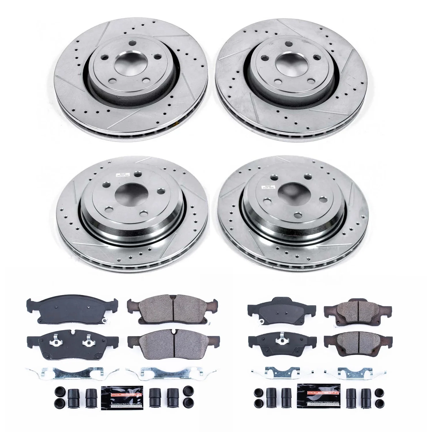 Power Stop Front and Rear Ceramic Brake Pad and Drilled and Slotted Rotor Kit K5955
