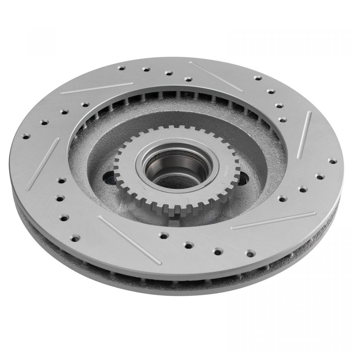 Teledu Front Performance Drilled Slotted & Coated Disc Brake Rotor Pair for GM