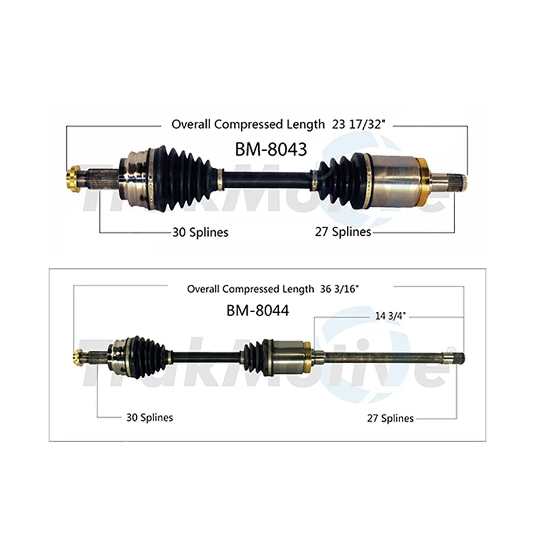 TrakMotive 2 Front Left Right CV Joint Axle Shaft For 2004-2010 BMW X3