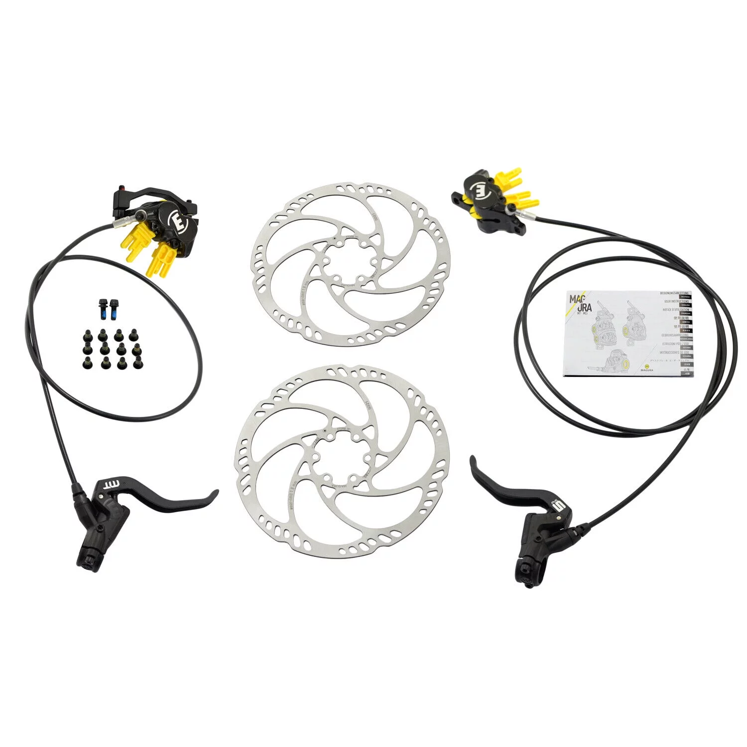 Magura MT5 4-Piston Post Mount Hydraulic Disc Brake Set w/ 180mm Rotors (F+R) #MG2555