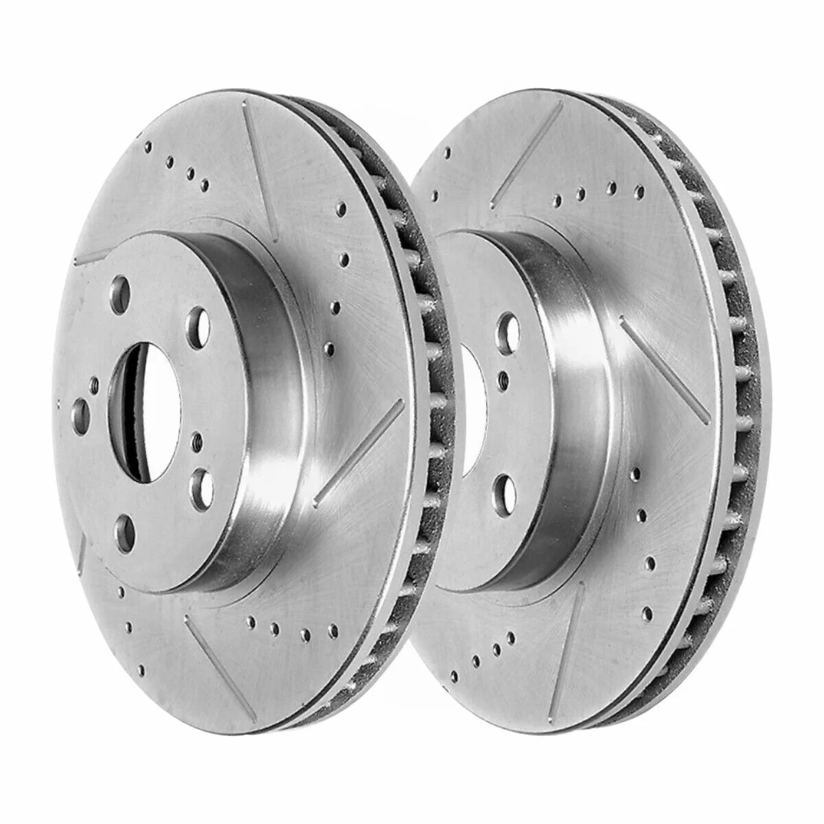 Teledu Front Drilled Slotted Brake Rotors Silver Ceramic Pads 3pc Set For CT200h Prius