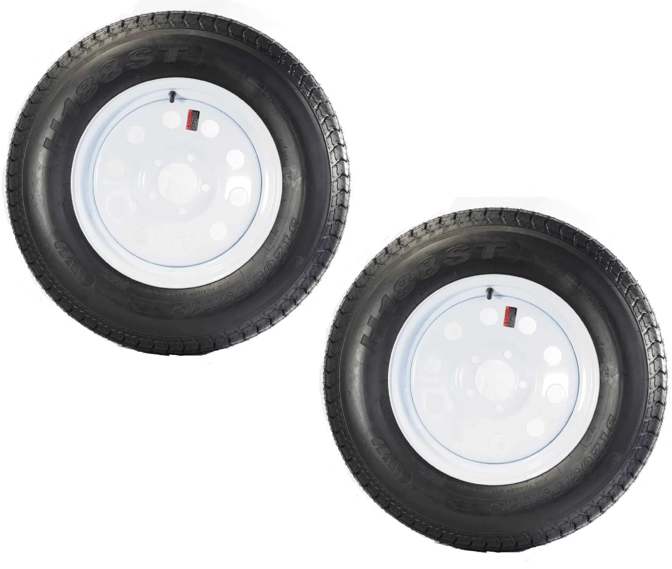 2-Pk Trailer Tire Rim ST205/75D15 F78-15 205/75-15 LRC 5 Lug White Modular Wheel