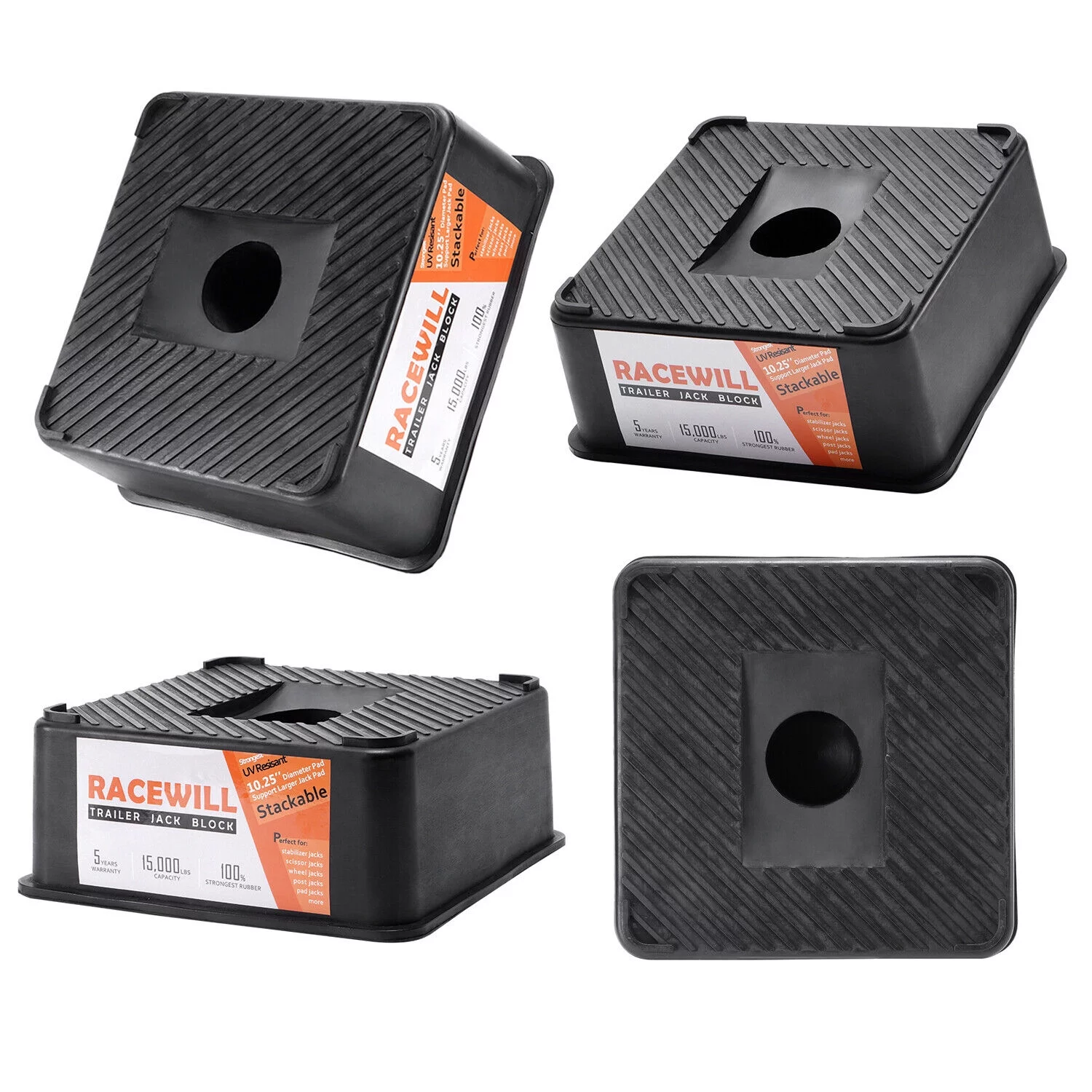 4 Pack Trailer Jack Block , 15000 lbs for Travel RV Camper Stabilizer Blocks Stand