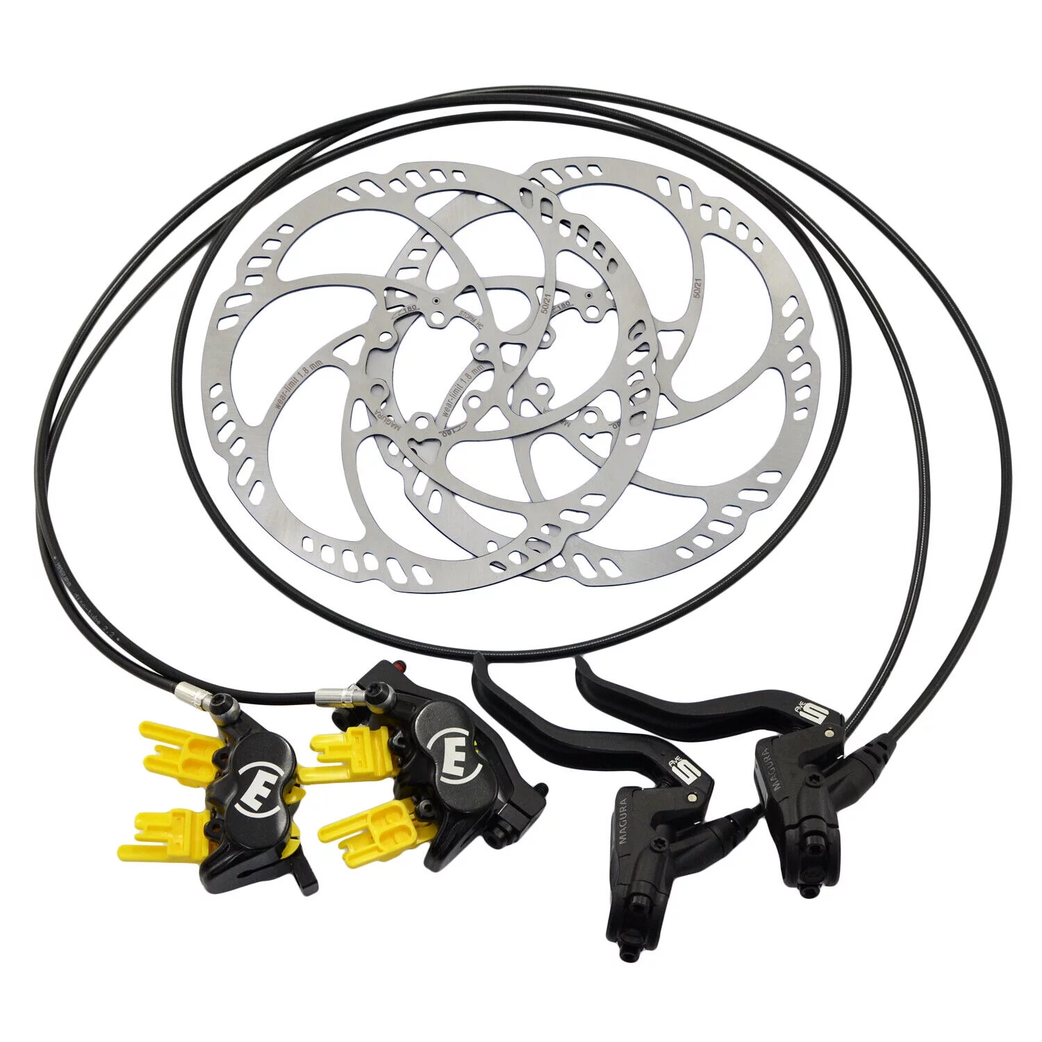Magura MT5 4-Piston Post Mount Hydraulic Disc Brake Set w/ 180mm Rotors (F+R) #MG2555