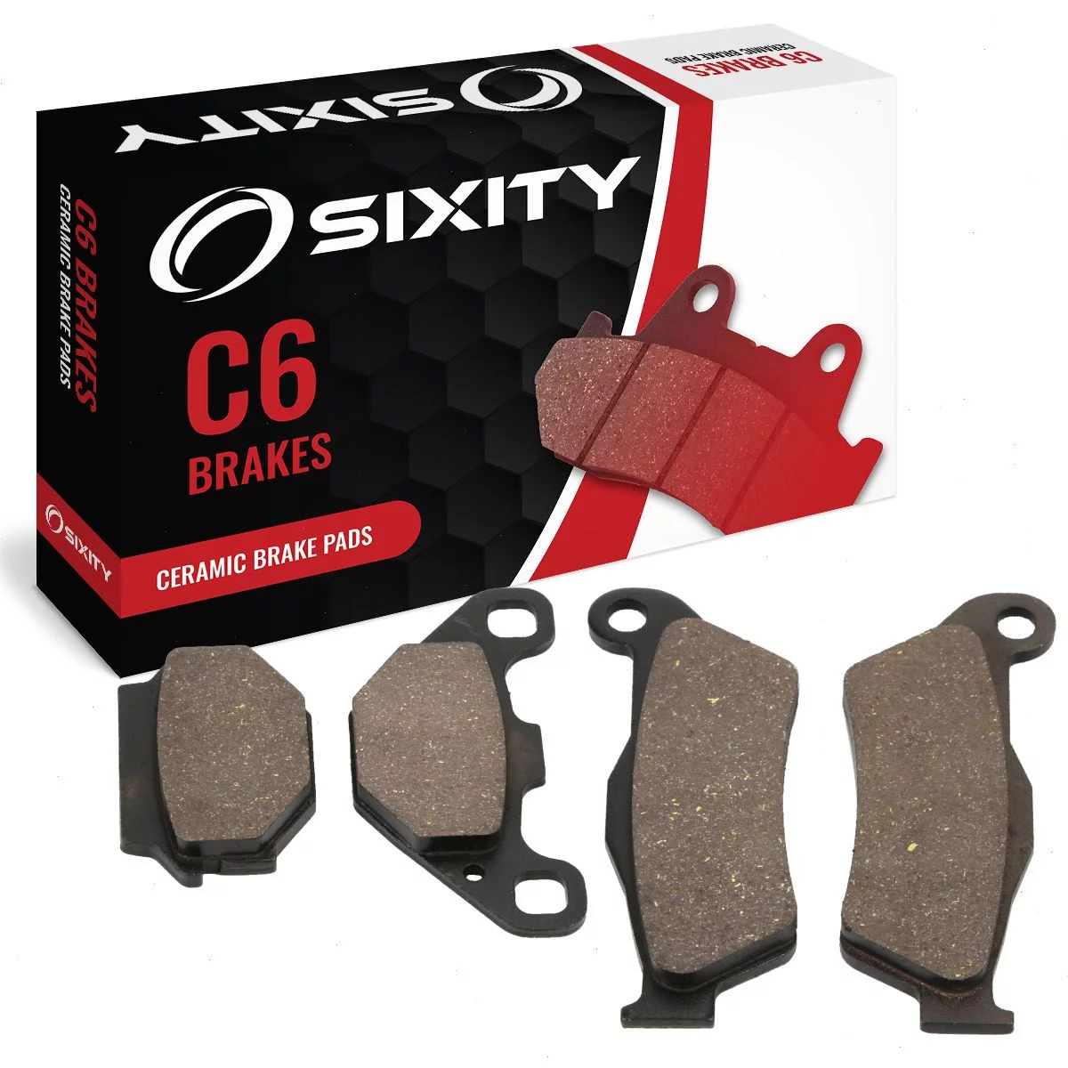 Sixity C6 Front Rear Ceramic Brake Pads compatible with KTM MX 125 Brembo Calipers 1992-1993 Complete Set