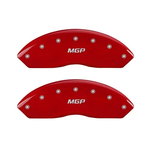 MGP Caliper Covers 25001SMGPRD 'MGP' Engraved Caliper Cover with Red Powder Coat Finish and Silver Characters, (Set of 4)