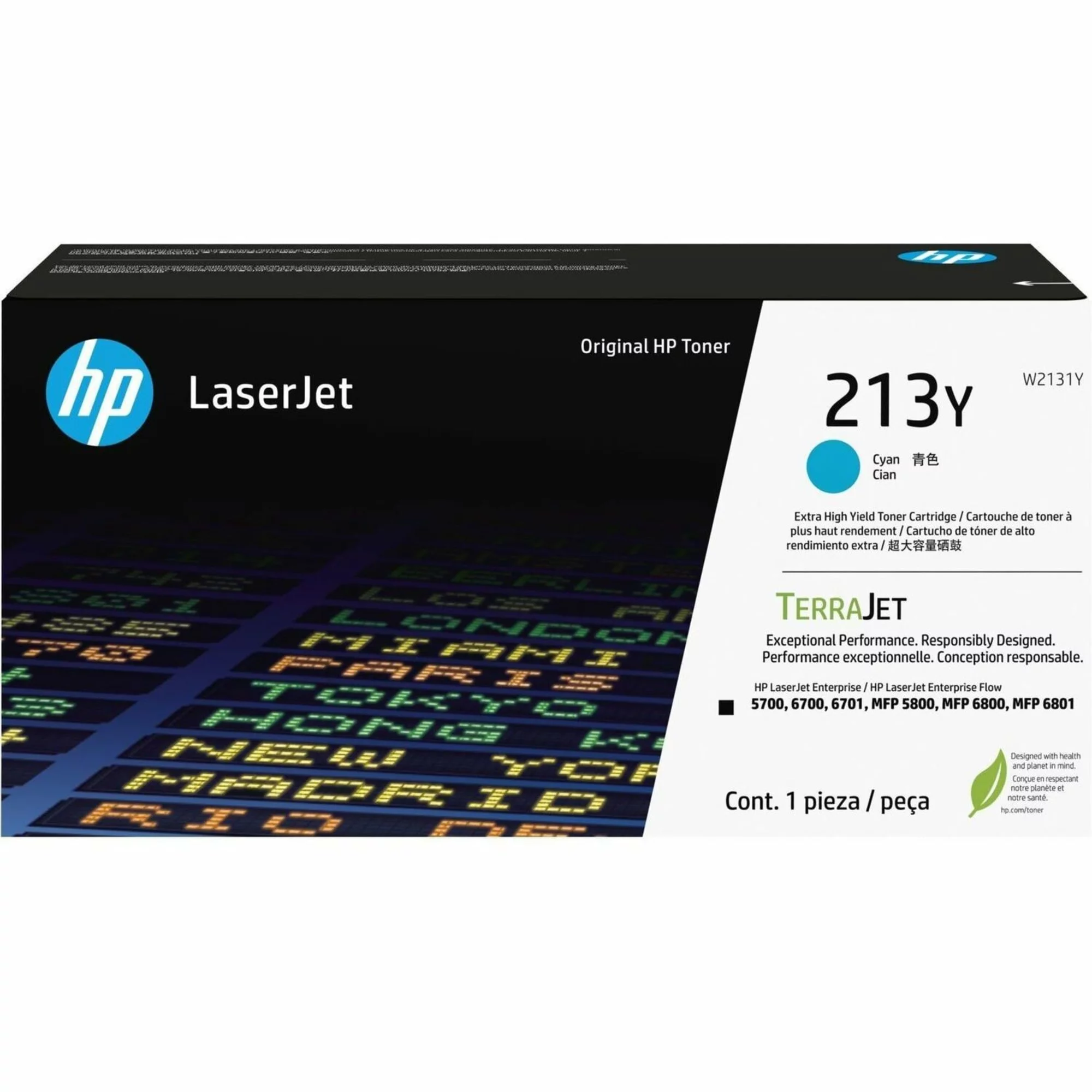 HP 213Y W2131Y Extra High-Yield Cyan Original LaserJet Toner Cartridge