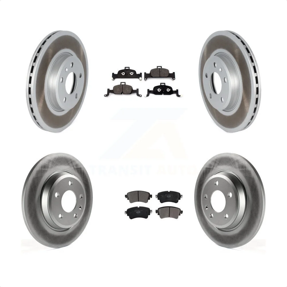 Transit Auto - Front Rear Coated Disc Brake Rotors And Ceramic Pads Kit For 2019 Audi A4 With Solid Rotor KGT-103042
