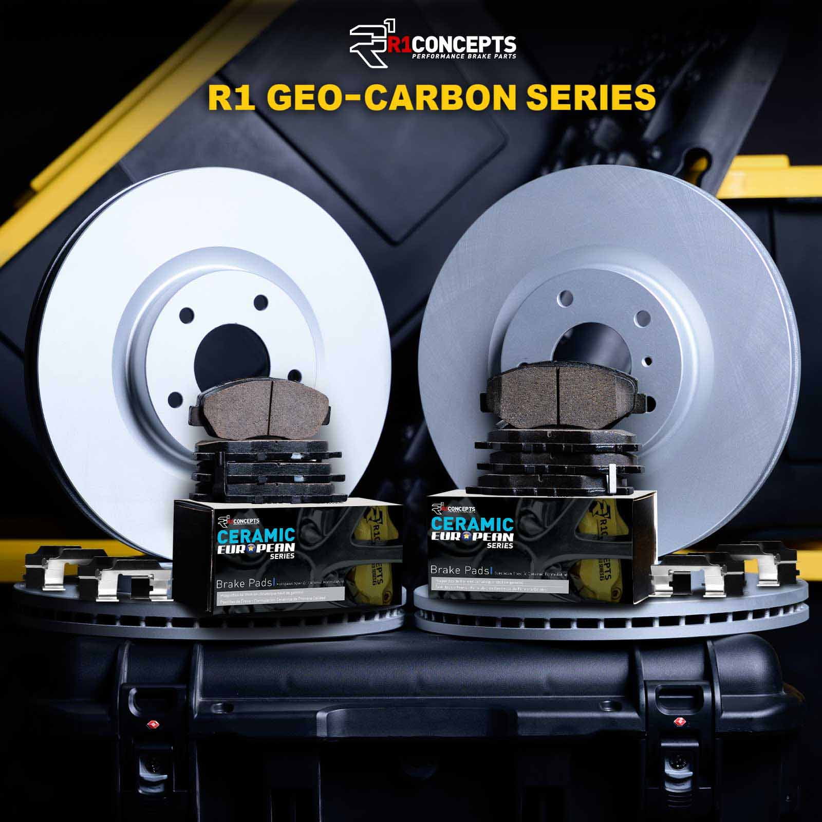 R1 Concepts Front Rear Brake Rotors Carbon With Euro Ceramic Pads Wdth2 11973 Fits select: 2012-2013 TESLA MODEL S